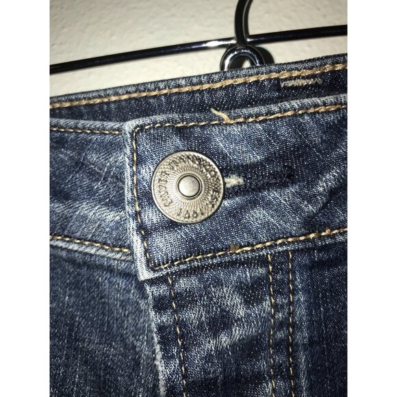 Silver Jean Women 26x27 Kennie Button Fly Distressed Stretch Fabric Straight Cut - Picture 4 of 11